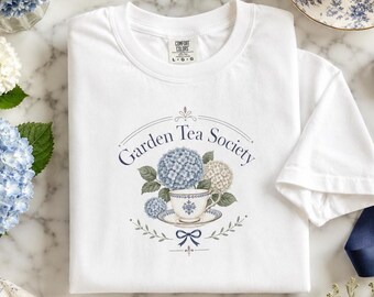 Garden Tea Society Shirt, Hydrangea Tea Party Tee, Afternoon Tea Shirt, Old Money Aesthetic Tee, Country Club Garden Shirt, Floral Gift