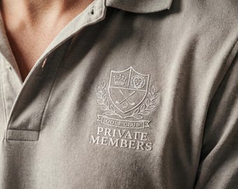 Embroidered Golf Polo Shirt, Private Members Polo, Preppy Country Club Shirt, Old Money Style, Classic Crest Polo