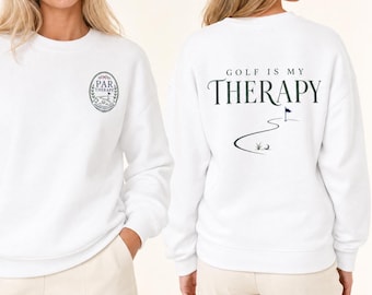 Embroidered Golf Is My Therapy Sweatshirt, Women Golf Sweatshirt, Golf Shirt, Golf Lover Gift, Country Club Sweatshirt