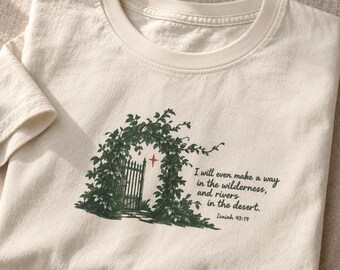 Vintage Old Money Christian Shirt, Bible Verse T Shirt, Vintage Faith Graphic Tee, Scripture Shirt, Garden Gate Christian Gift for Her Him