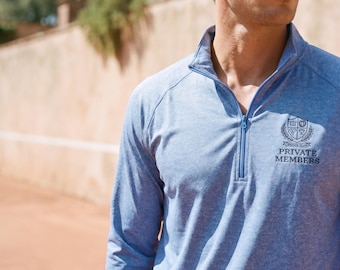 Embroidered Tennis Club Private Members Quarter Zip Pullover, Country Club Sweatshirt, Preppy style Top, Old Money Aesthetic