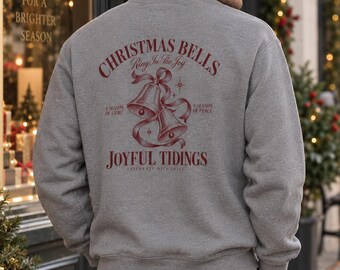 Vintage Christmas Bell Sweatshirt, Old Money Holiday Crewneck, Retro Christmas Sweater, Unisex Front Back Graphic Pullover