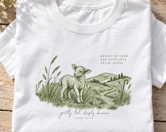 Christian Lamb Shirt, Good Shepherd Graphic Tee, Vintage Faith T Shirt, Bible Verse Gift for Women and Men