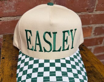 Easley embroidered canvas trucker hat with checkered brim