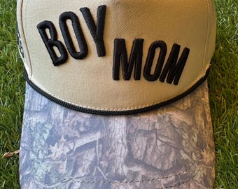 Boy Mom with camouflage bill embroidered canvas hat