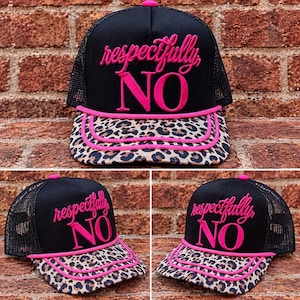 Respectfully No embroidered patch on custom canvas mesh combo trucker hat