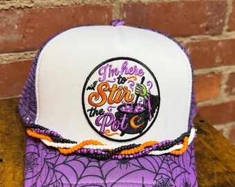 I’m Here To Stir The Pot custom mesh trucker hat with hat chain