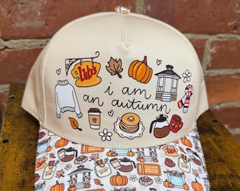 I Am An Autumn custom canvas trucker hat