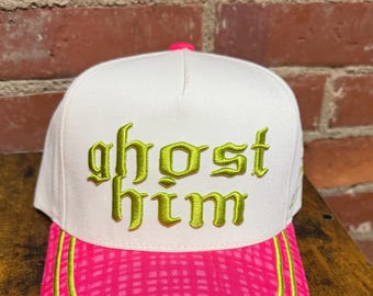 Ghost Him custom embroidered trucker hat