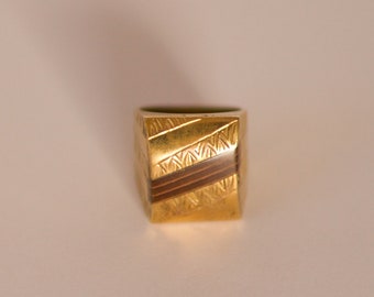 Gold Colored Sahara Copper and Wood Vintage African Tuareg Moroccan Men's Ring  - size 58 US 8.25