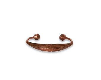 Substantial Copper Tuareg Style Mens Cuff Bracelet Traditional Tribal Design Details - 7 inches size large unisex mens bracelet