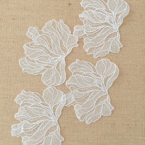 100 pièces Off White Alencon Crochet Lace Motif, Blossom Patch Motif for Wedding Veil Bridal Headpiece Hair Flowers
