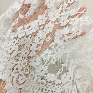 Beautiful Alencon Lace Fabric in Ivory , Cord Floral Fabric Bridal Gown Lace Fabric for Wedding Gown Bridal Shrug