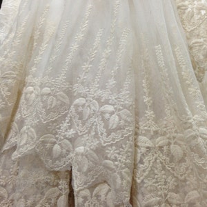 SALE Off white Lace Fabric , Retro Embroidered Lace Fabric, French Lace Fabric, Bridal Lace Fabric Style A