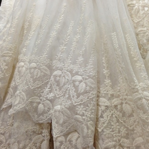 SALE Off white Lace Fabric , Retro Embroidered Lace Fabric, French Lace Fabric, Bridal Lace Fabric Style A