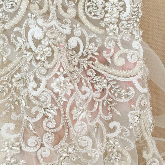 Silver Wedding Dress Bodice Clear Rhinestone Applique Crystal - Etsy