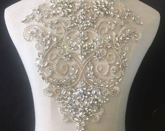 Handmade Rhinestone Crystal Bridal Bodice Applique: Wedding  display picture 1