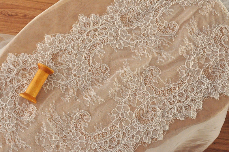 3 Meters French Eyelash Alencon Lace Victorian Style Wedding Lace Bridal Antique Style Lace Trim