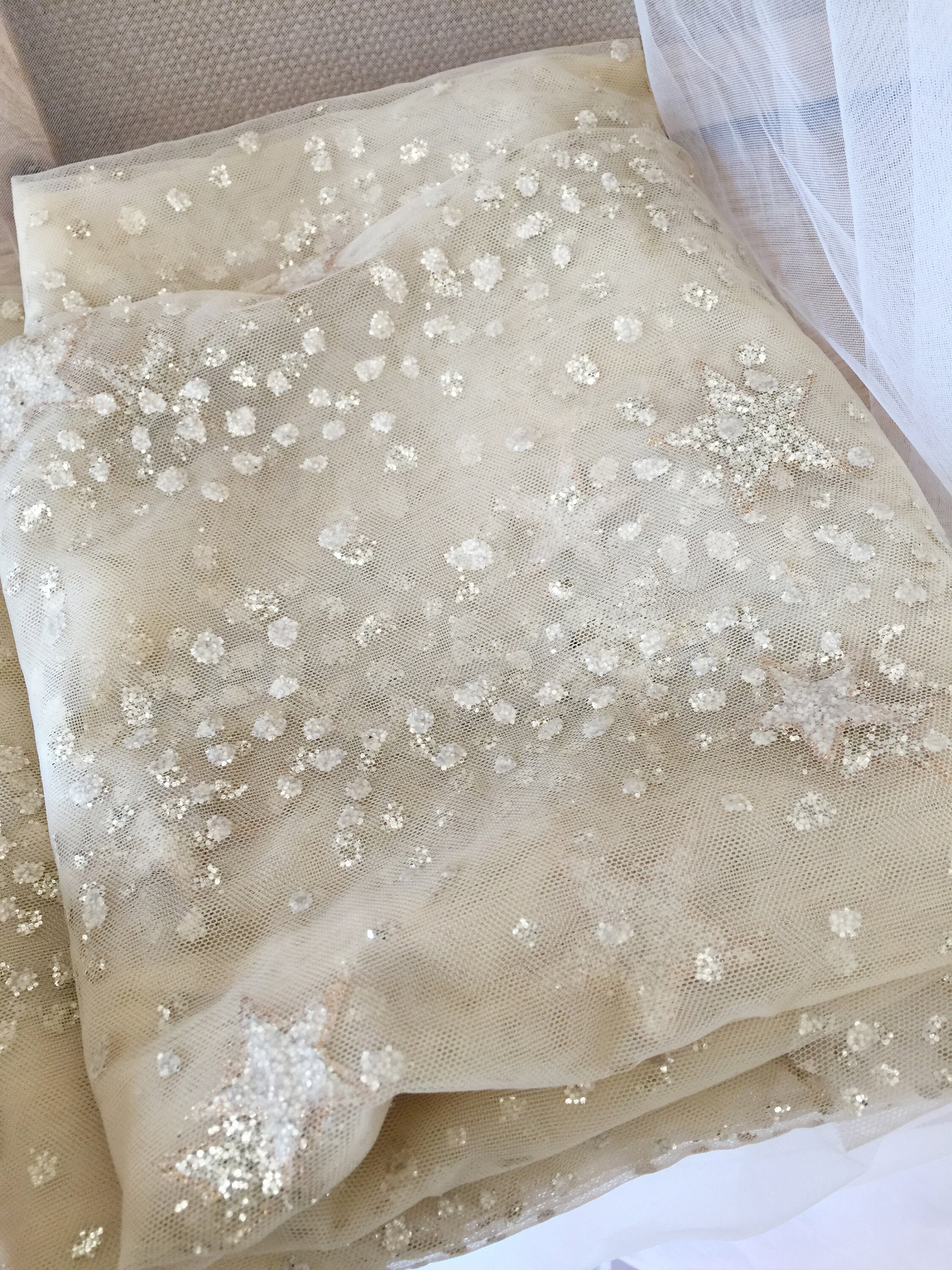 Light Gold Glitter Champagne Tulle STAR Lace Fabric by Yard at | Etsy