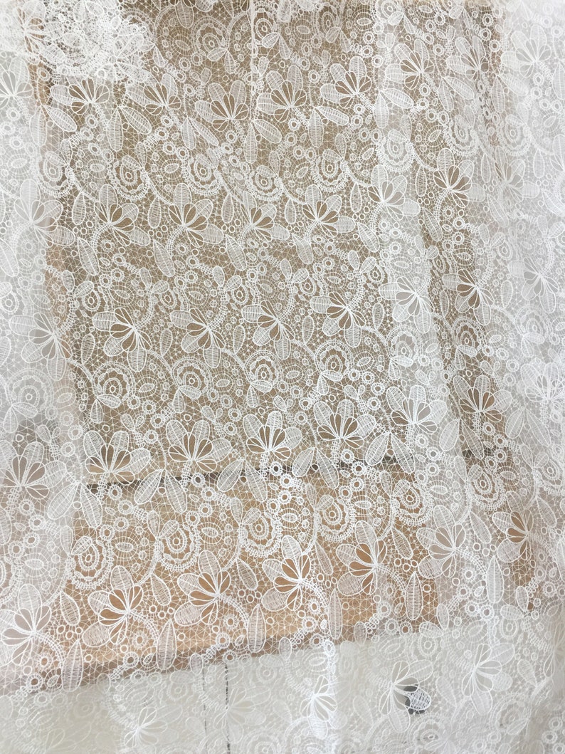 Off White Couture Wedding Lace Fabric Flower Crochet Bridal - Etsy