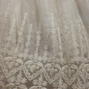 SALE Off white Lace Fabric , Retro Embroidered Lace Fabric, French Lace Fabric, Bridal Lace Fabric image 2