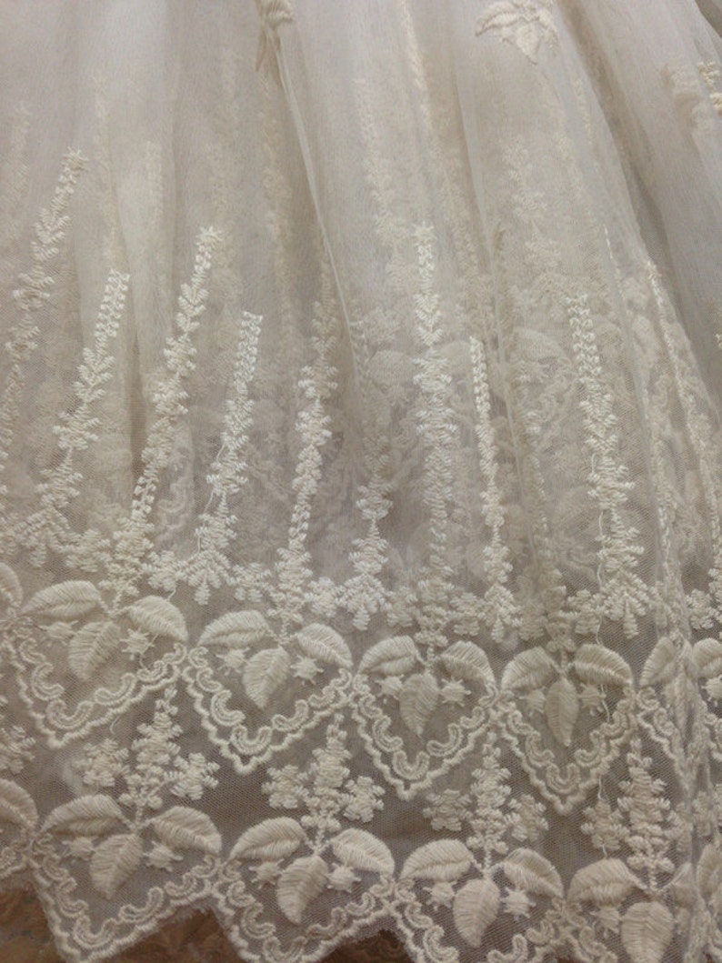 SALE Off white Lace Fabric , Retro Embroidered Lace Fabric, French Lace Fabric, Bridal Lace Fabric image 2