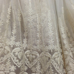 SALE Off white Lace Fabric , Retro Embroidered Lace Fabric, French Lace Fabric, Bridal Lace Fabric image 3