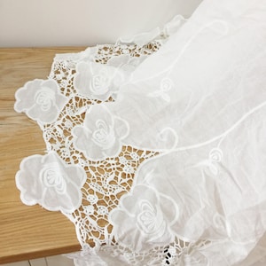 Vintage Style Crochet Cotton Embroidery  Lace Fabric ,Eyelet Border Fabric, Eyelet Embroidery Cotto Lace, Scalloped Edges