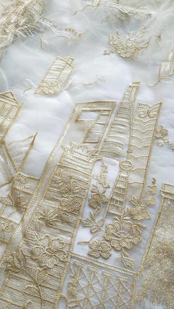 Sequind tissu de dentelle de broderie de fil motif d’or avec motif fil design vintage, haute couture robe de mariée dentelle tissu par yard e67eec Sequind tissu de dentelle de broderie de fil motif d’or avec motif fil design vintage, haute couture robe de mariée dentelle tissu par yard e67eec