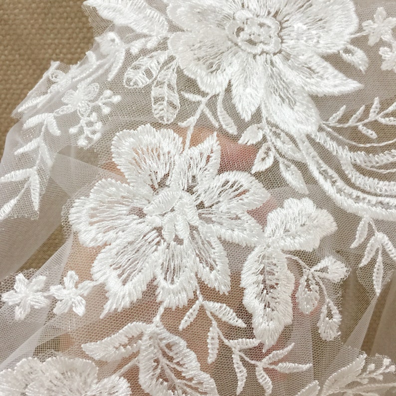 Delicate Bridal Veil Lace Applique With Clear Sequins Lace Etsy