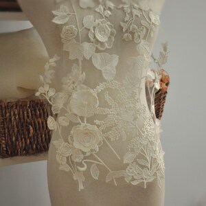 3D Venice Lace Applique in Graceful Ivory for Jewelry Design, Bridal Gown, Wedding Dress image 2