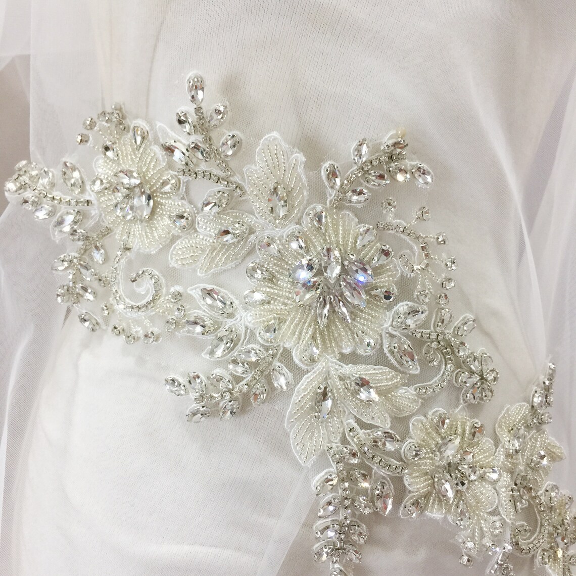 Couture Rhinestone Beaded Applique Bridal Gown Bodice Etsy