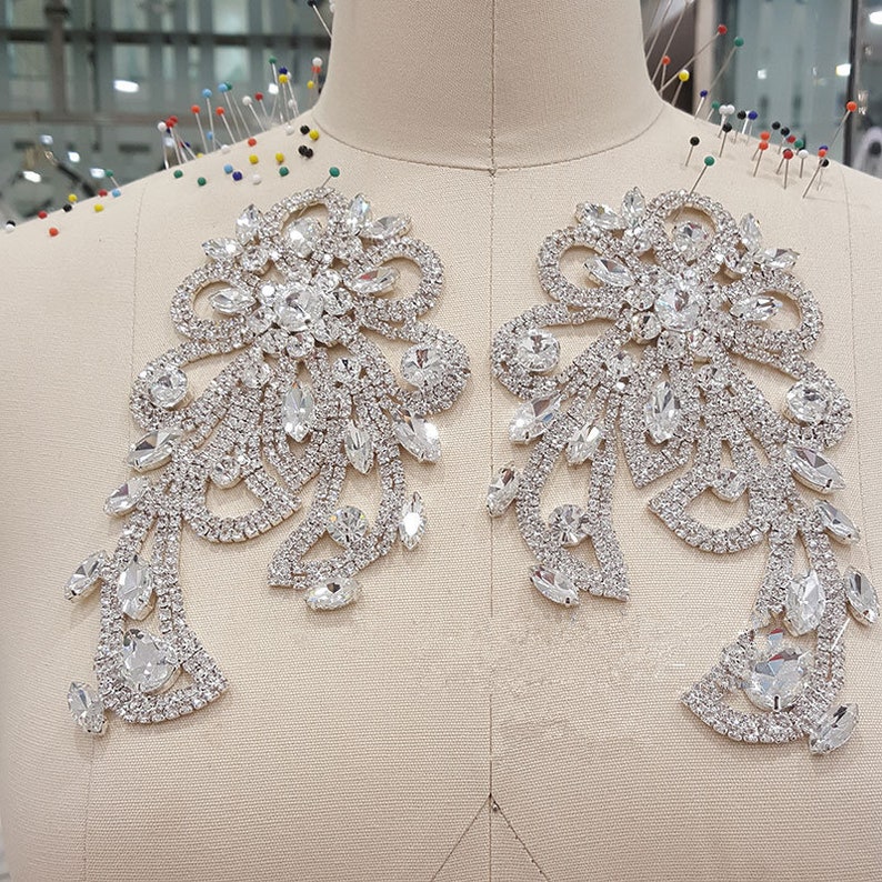 Wedding Belt Sash Birdal Boutique 1 pc Delicate Rhinestone Beaded Crystal Applique for Bridal Gown Accessories