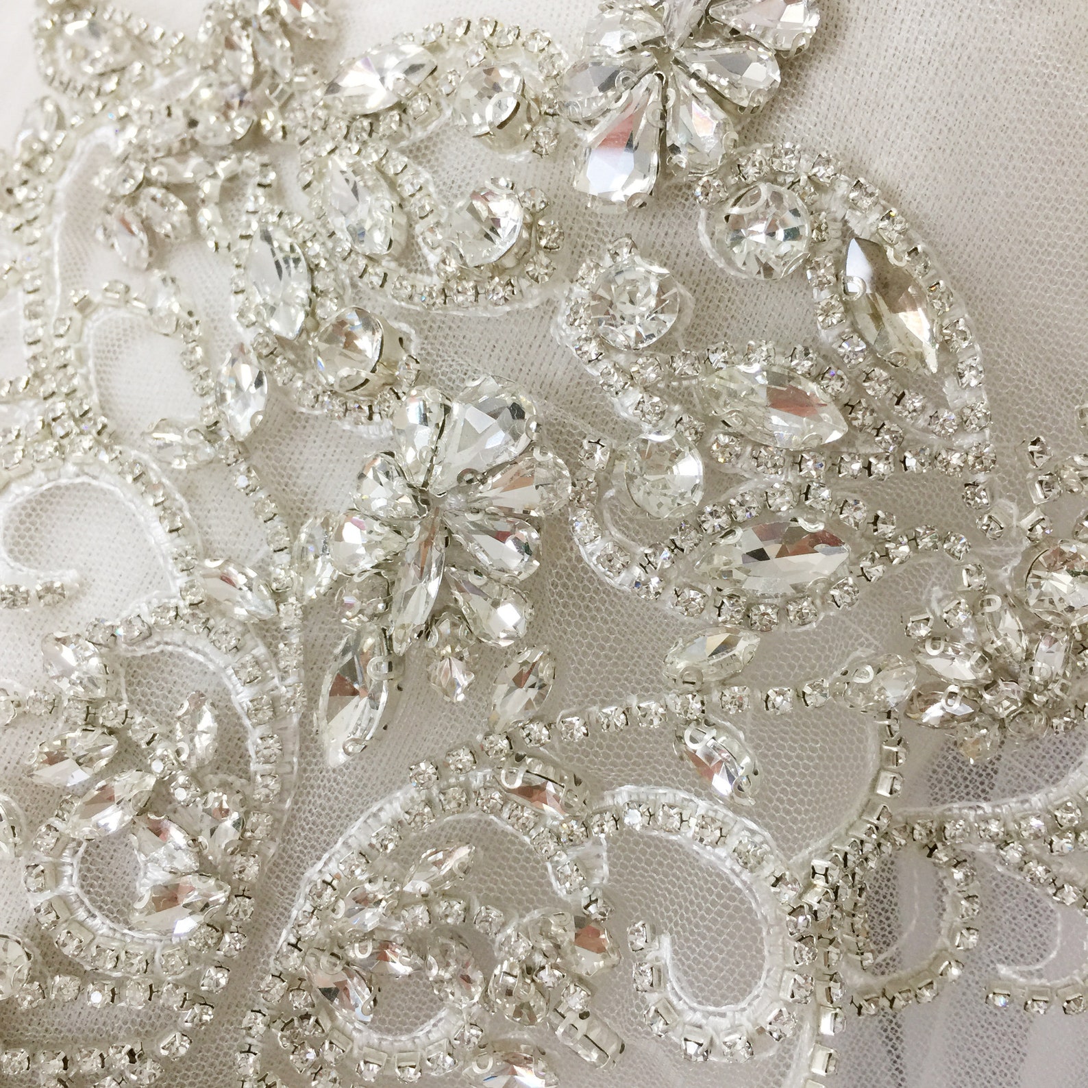 Crystal beading, embellished lace & tulle