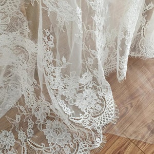 3 Yards Exquisite French Alencon Lace Fabric Trim for Wedding , Bridal Accessories , Garments , Veils