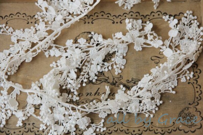 SALE Ivory Fabric Lace Trim Super Exquisite Teardrop Lace Wedding Bridal Bracelet Jewelry Design image 1