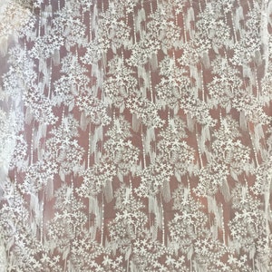 SALE Off white Lace Fabric , Retro Embroidered Lace Fabric, French Lace Fabric, Bridal Lace Fabric image 9