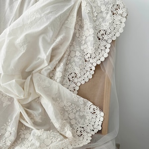 1 werf puur katoenen guipurekantstof op maat gesneden, beige katoenen bloemenstof, stof bruidsjurk, gordijnen of kleding naaien