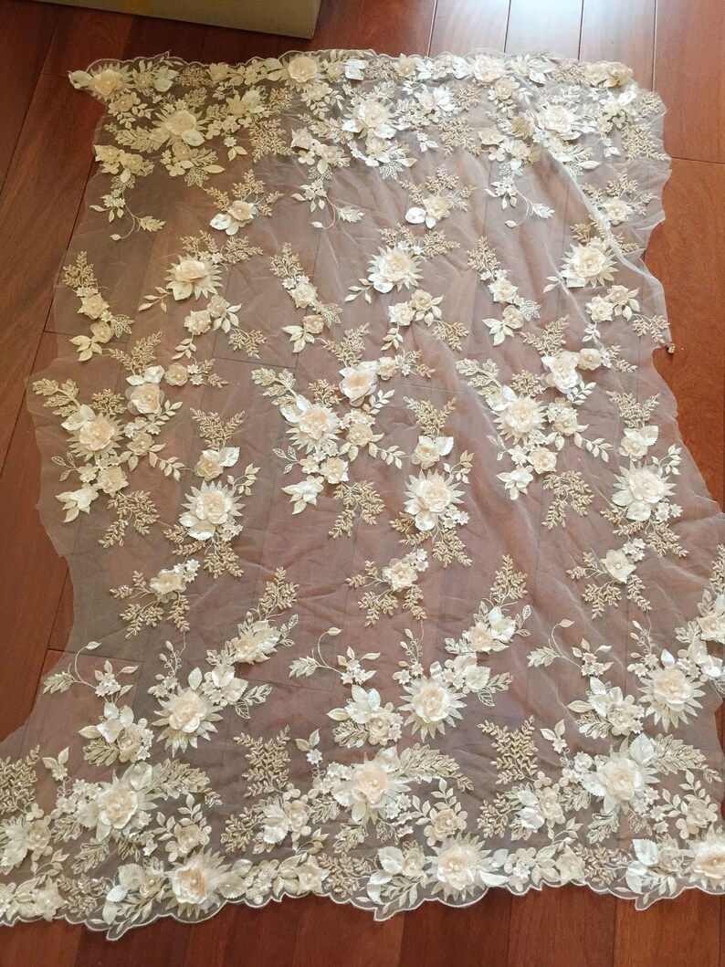 Blush Pink Hand Beaded Applique MOTIF-126/1 Fabric