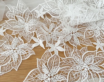 1 Yard Ivory Crochet Lace Trim in Off White, Bridal Veil Trim