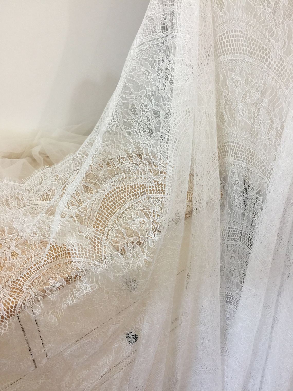 3 METER Bridal Chantilly Lace Fabric Lingerie Lace Eyelash | Etsy
