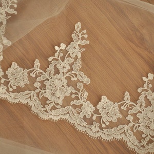 Ivory Alencon Lace Trim for Bridal Veils, Wedding Gowns