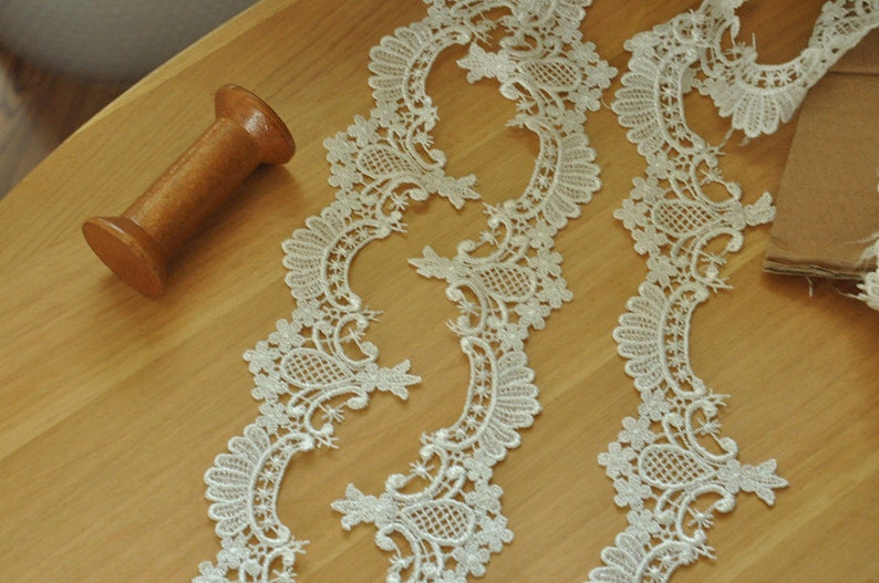 Jewelry 15 yards Ivory Venice Lace Trim Crochet Bridal Lace Trim for Veils Costume Design