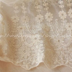 Lace Fabric Trim Vintage Style White Embroidered Floral Lace for Wedding Dress Veil Bridal Wedding Lace image 4