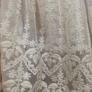 SALE Off white Lace Fabric , Retro Embroidered Lace Fabric, French Lace Fabric, Bridal Lace Fabric image 4