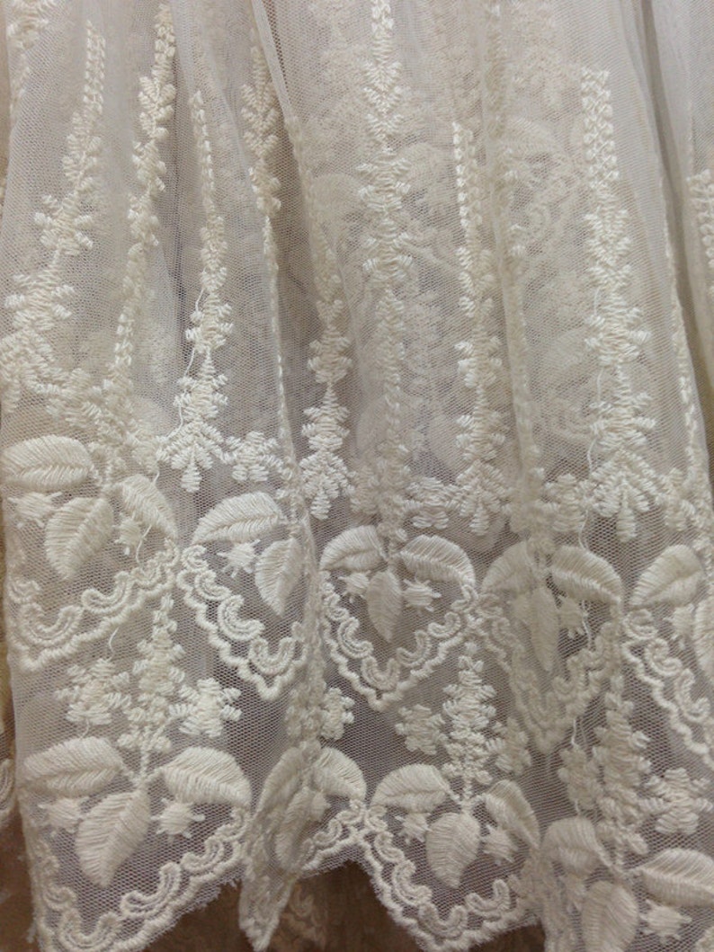 SALE Off white Lace Fabric , Retro Embroidered Lace Fabric, French Lace Fabric, Bridal Lace Fabric image 4