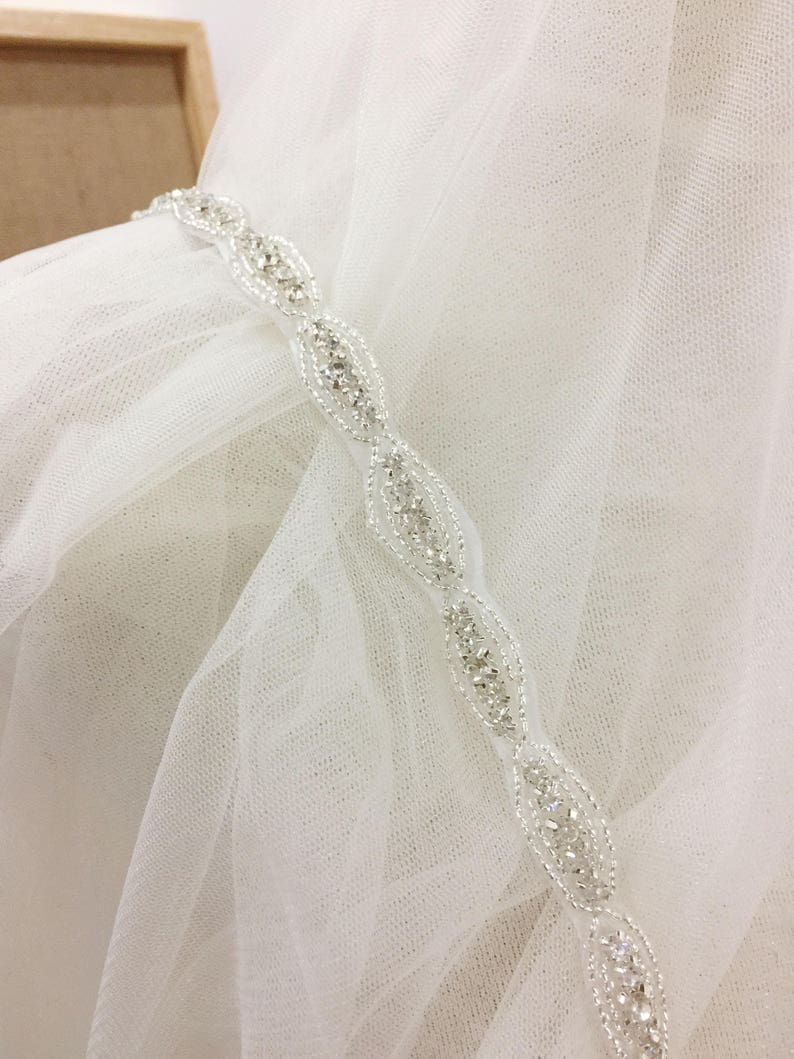 Thin Rhinestone Crystal Beaded Lace Trim for Wedding Belt Etsy