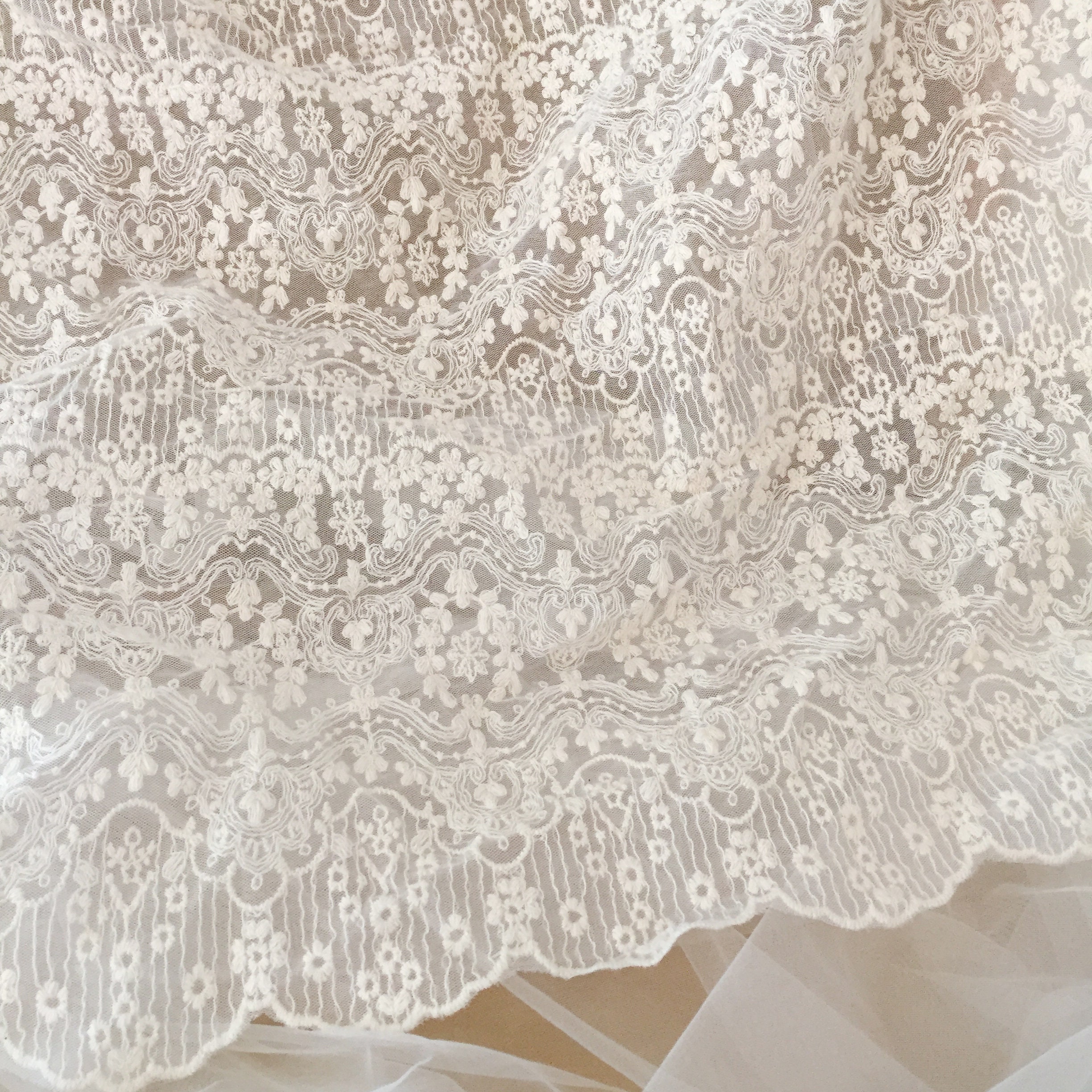 Vintage Style Double Scallop Cotton Lace Fabric in Beige - Etsy