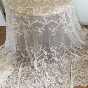Vintage Style Lace Fabric in off White , French Lace Fabric, Wedding ...