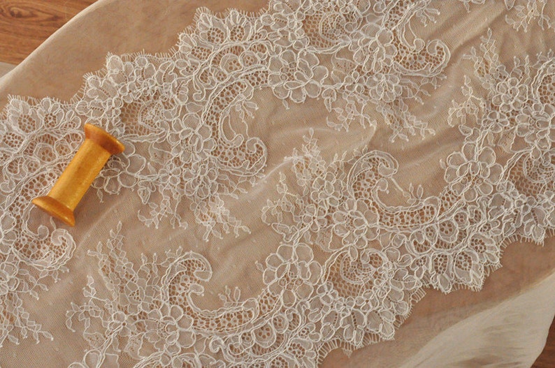 3 Meters French Eyelash Alencon Lace Victorian Style Wedding Lace Bridal Antique Style Lace Trim